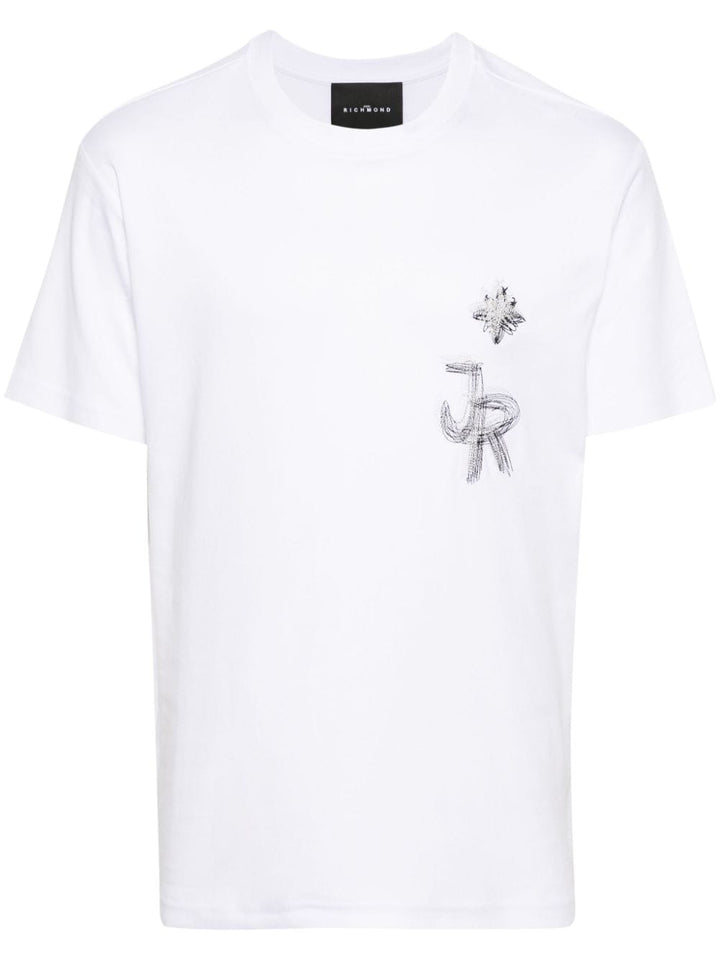 T-shirt bianca logo grafite