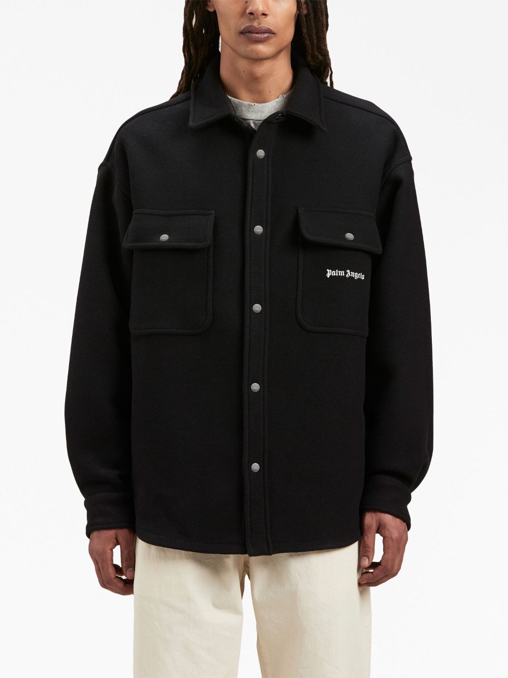 giacca-camicia nera in lana