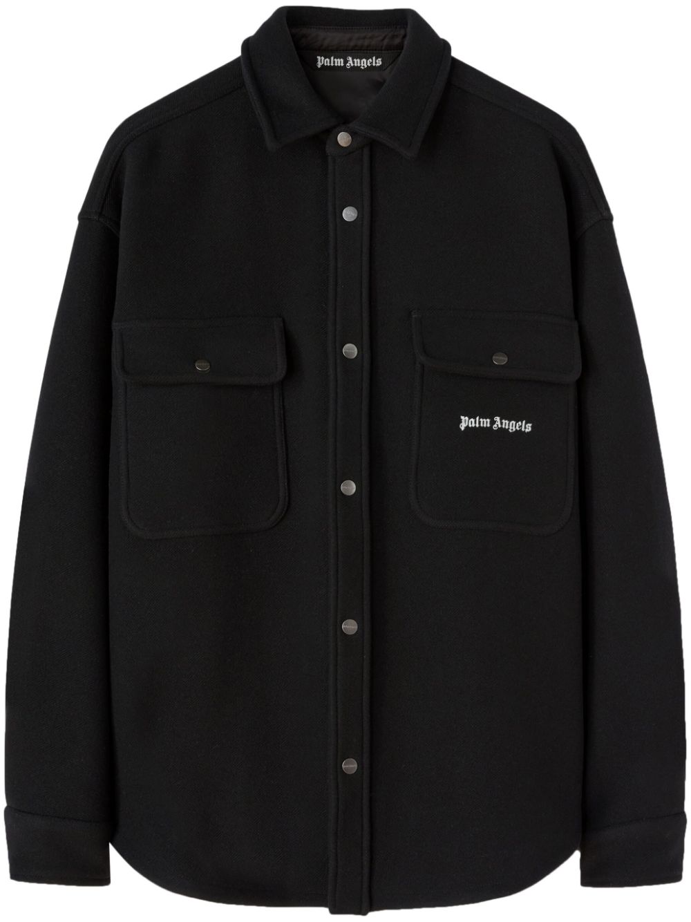 giacca-camicia nera in lana